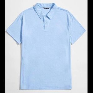 SHEIN Mens Basic Light Blue Polo Shirt Size Medium